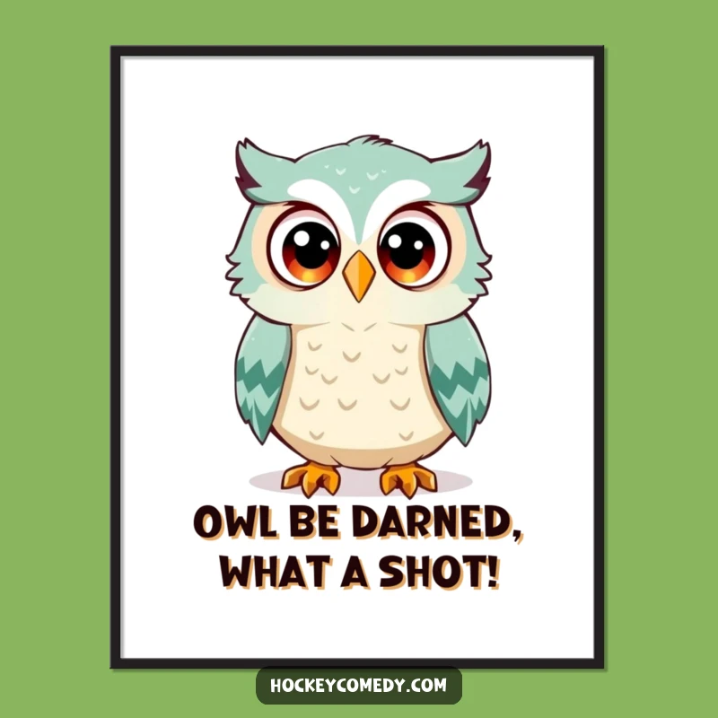 Free Printable Wall Art: Hockey Owl Surprise, Funny Downloadable Art Gift