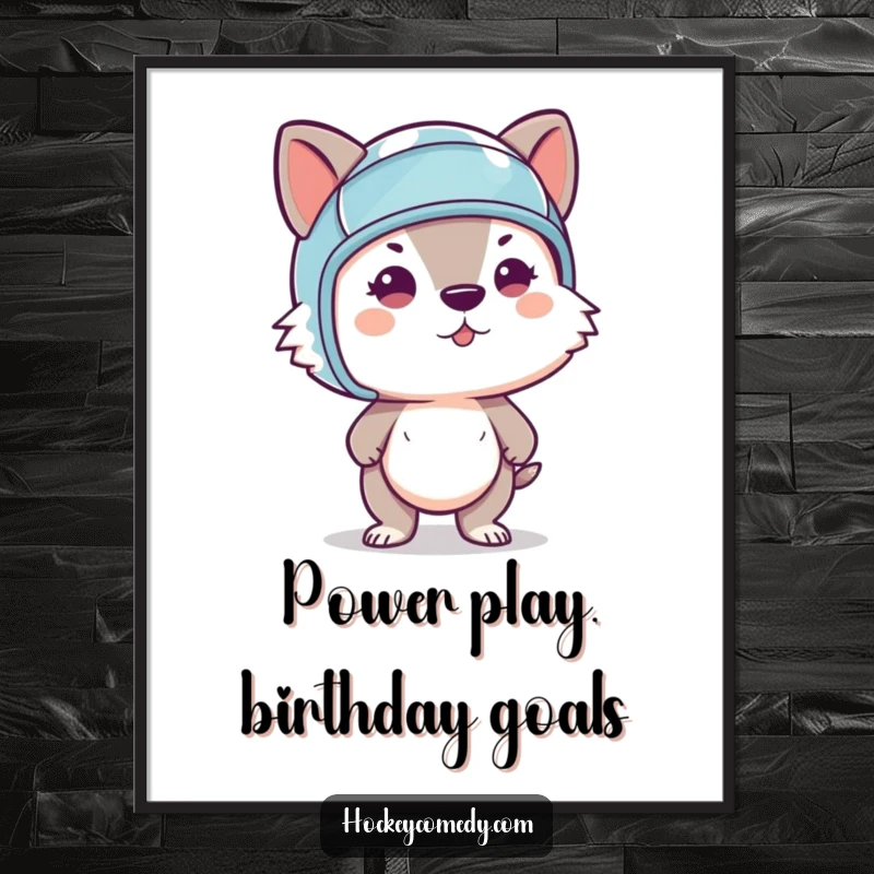 Funny Free Printable Wall Art: Determined animal in a tiny helmet, mid-slapshot, action-packed and intense.