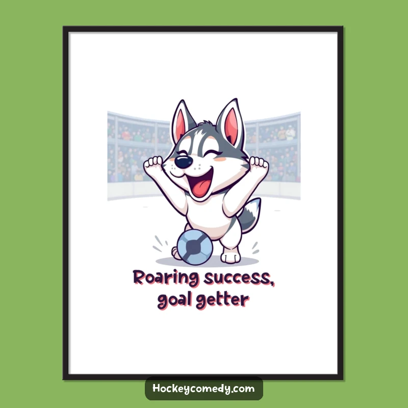 Free Printable Husky Goal Celebration Art: Funny Downloadable Wall Decor
