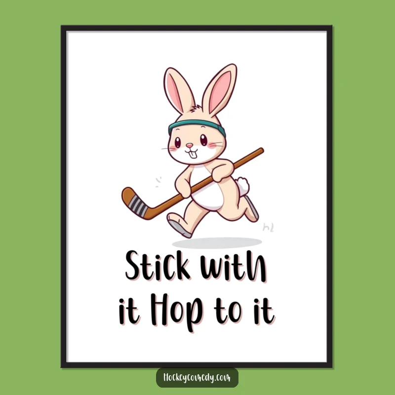 Free Printable Bunny Hockey Art - Funny Downloadable Wall Decor