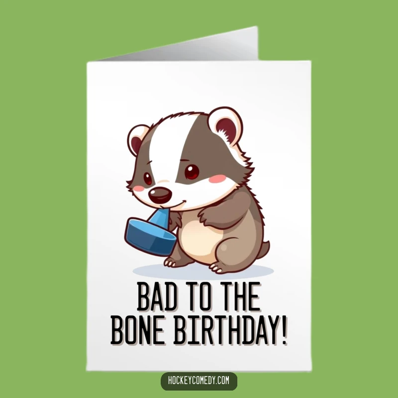 Free Printable Birthday Card: Badger Puck Flip Funny Downloadable Gift