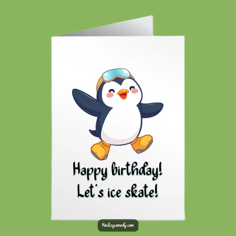 Free Printable Birthday Card: Penguin Skater, Hilarious Downloadable Jump for a Joyful Celebration