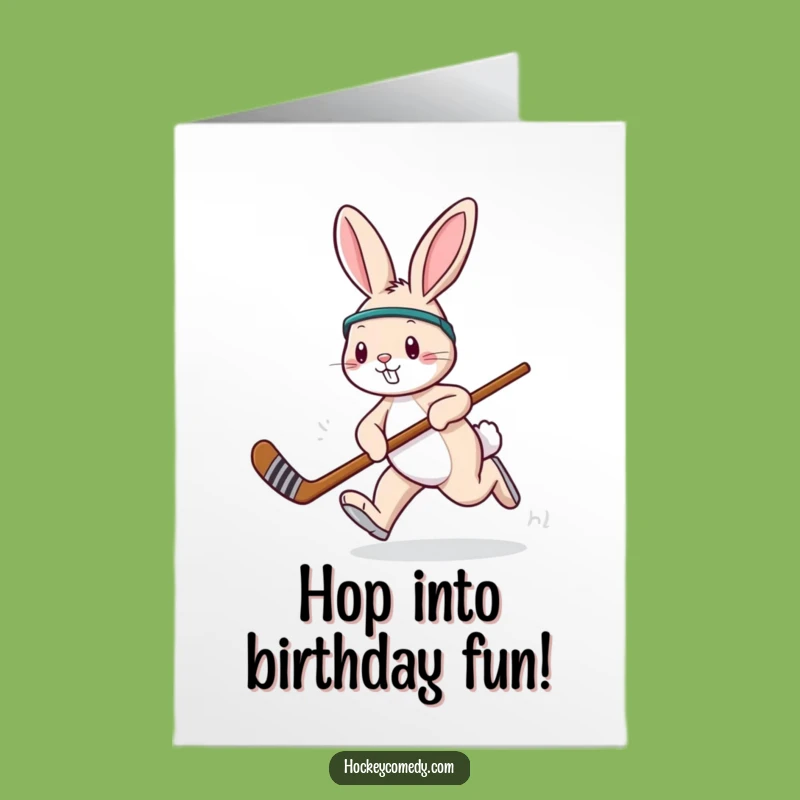 Free Printable Bunny Hockey Birthday Card - Funny Downloadable Gift
