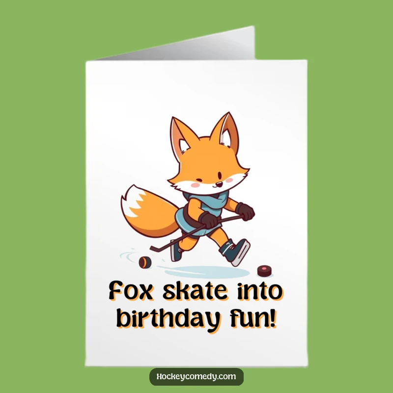Free Printable Funny Birthday Card: Fox Hockey Zigzags - Downloadable DIY Gift