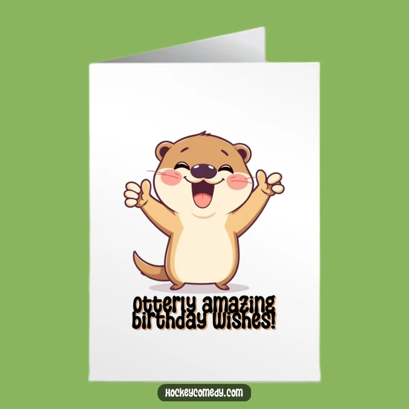Free Printable Otter Birthday Card: Funny Victory Pose Downloadable Gift