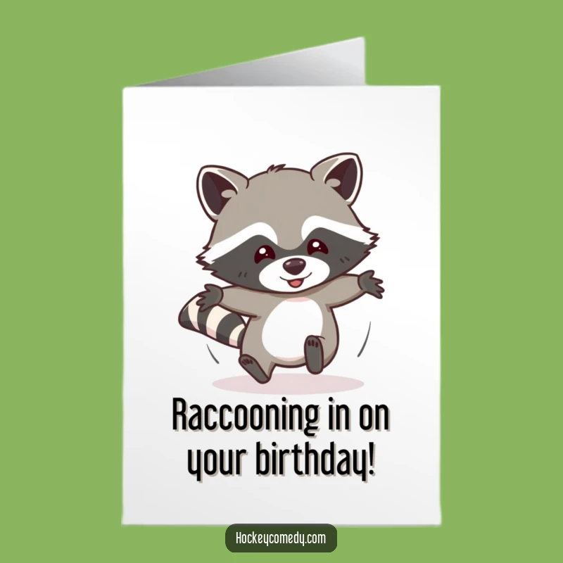 Free Printable Raccoon Birthday Card: Hilarious Sliding Raccoon Funny Downloadable Gift
