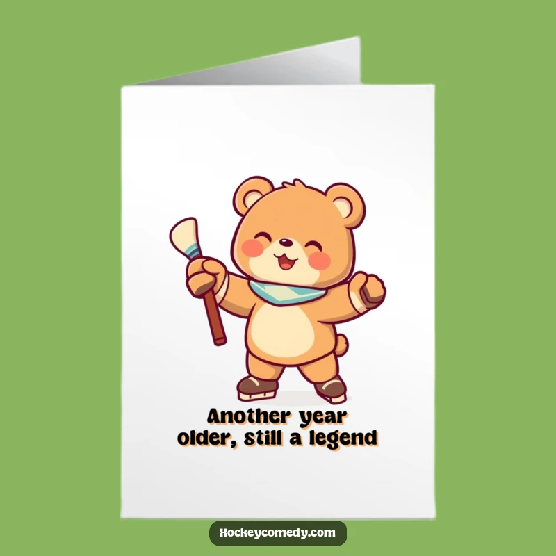 Funny Free Printable Hockey Bear Birthday Card - Awesome Playful Downloadable Gift
