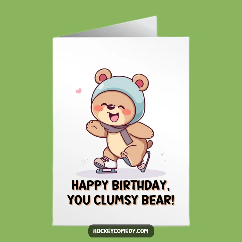 Free Printable Giggling Bear Skater Card - Funny Downloadable DIY Birthday Gift