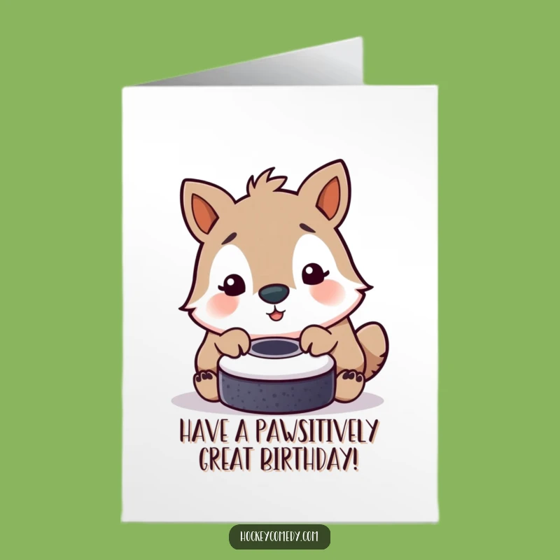 Free Printable Birthday Card: Playful Animal Puck Nudge - Funny Downloadable Gift
