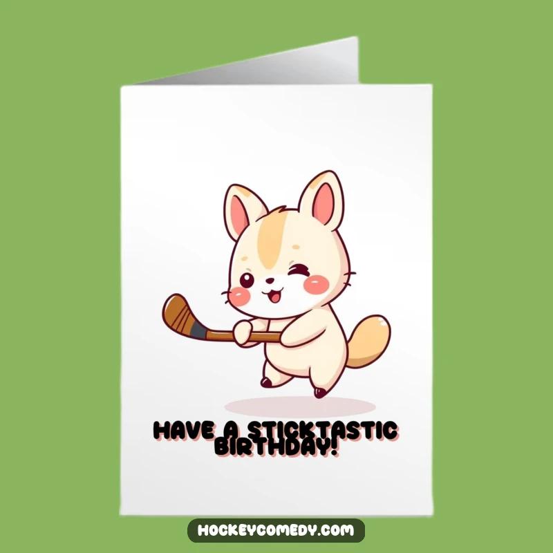 Free Printable Birthday Card: Hockey Animal Funny Downloadable Gift Goalie Save!