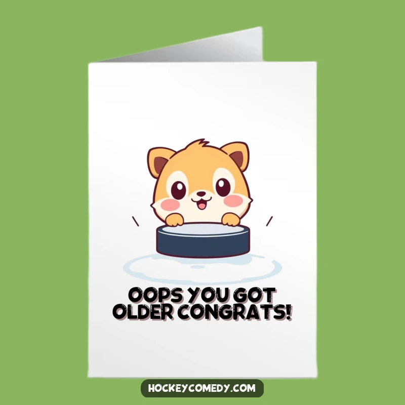 Free Printable Birthday Card: Surprised Animal Puck Dodge - Funny Downloadable Gift