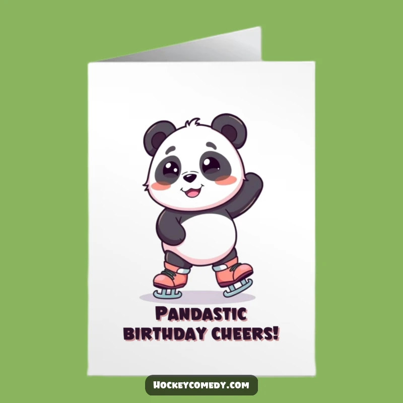 Free Printable Birthday Card: Wobbly Panda Skating - Funny Downloadable Gift for a Special Day!