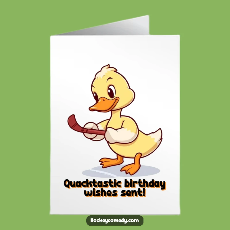 Free Printable Birthday Card: Determined Duck Slap Shot - Funny Hockey Birthday Downloadable Gift