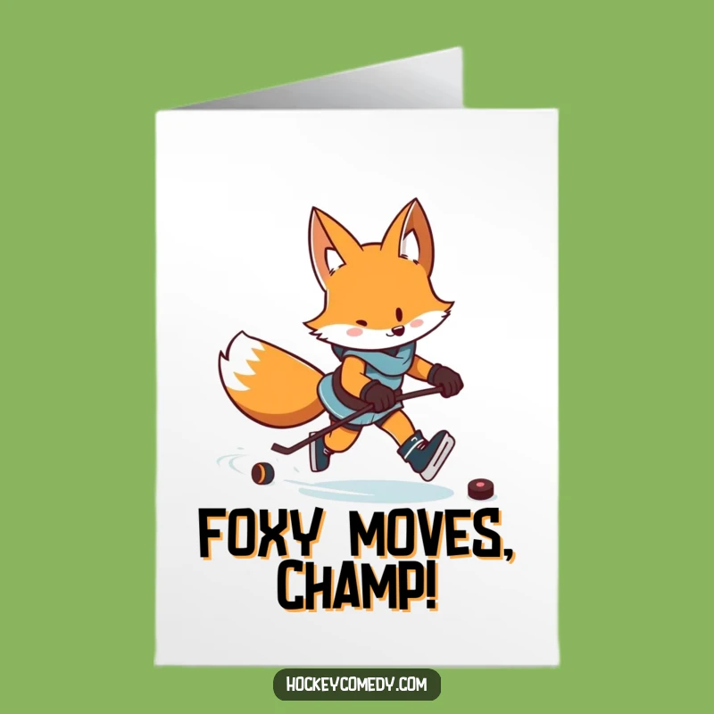 Free Printable Congrats Card: Fox Hockey Speedster - Downloadable DIY Gift