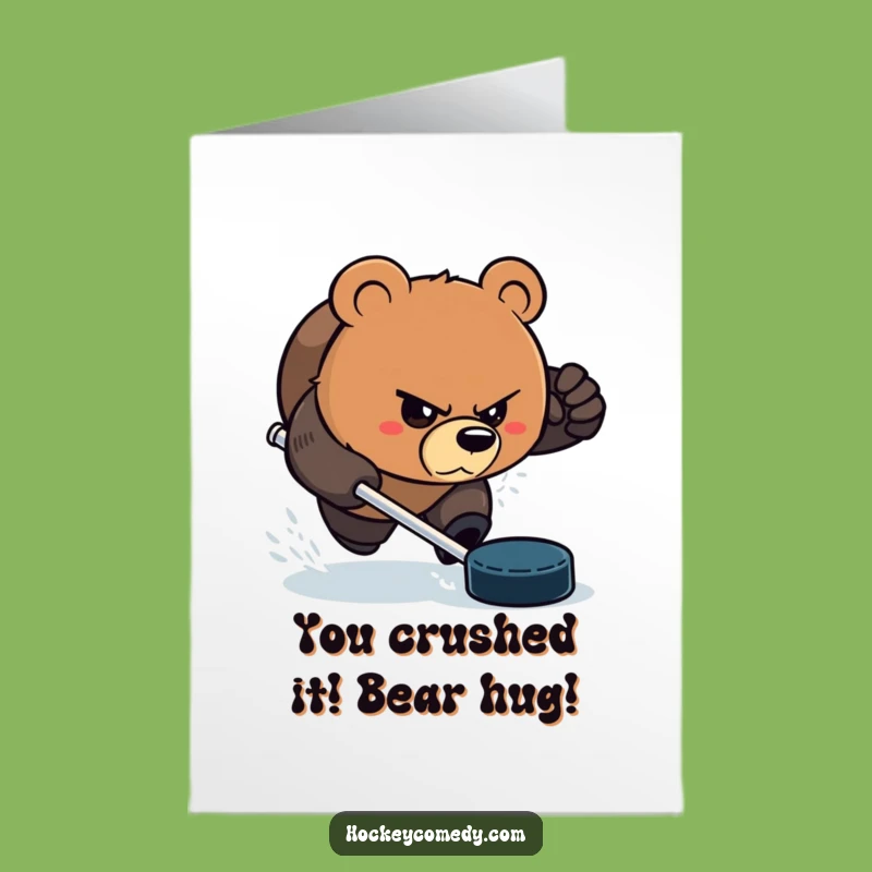Free Printable Hockey Bear Congrats Card - Hilarious Downloadable Gift for Winning Moments