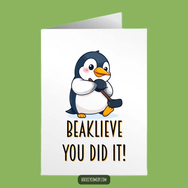 Free Printable Penguin Congrats Card - Funny Hockey Downloadable Gift