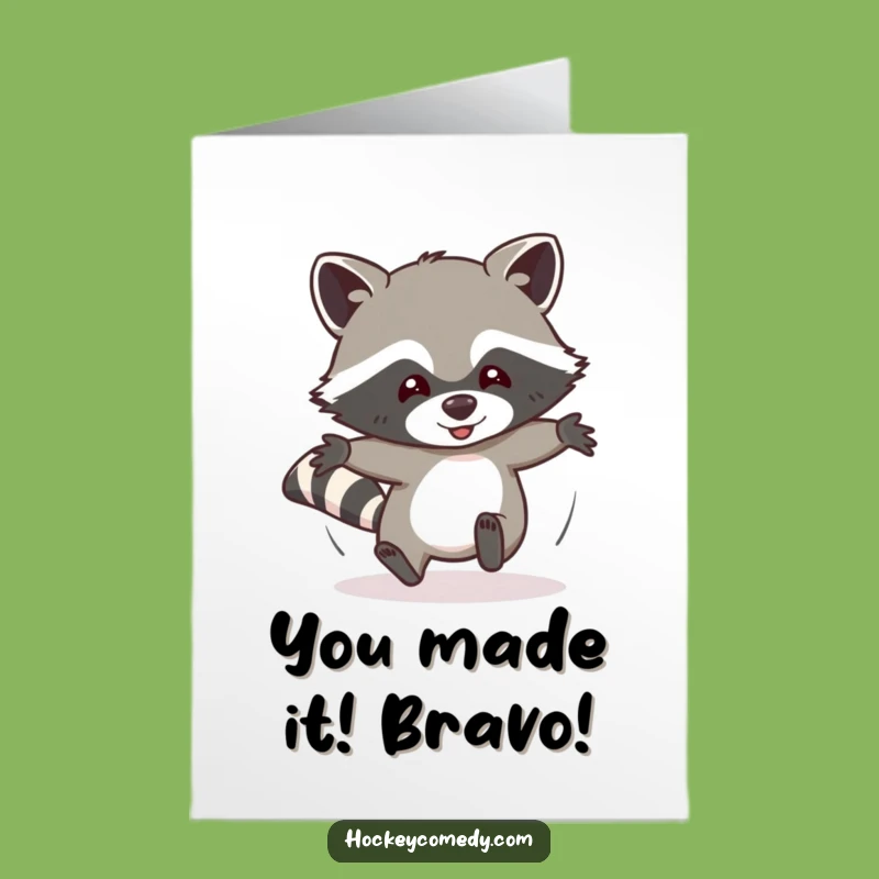 Free Printable Raccoon Congrats Card: Funny Sliding Animal Downloadable Gift for Wins
