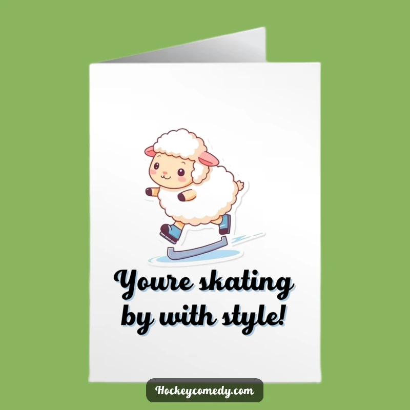 Free Printable Sheep Congrats Card: Amazing Ice Skater Downloadable for Wins
