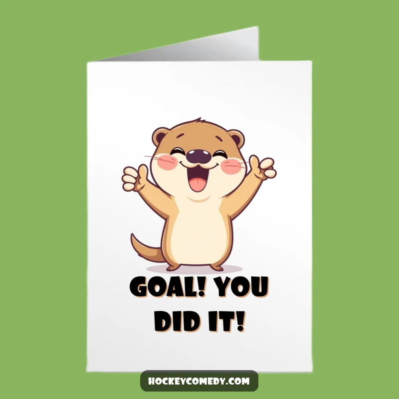 Free Printable Otter Congrats Card: Funny Victory Pose Downloadable Gift