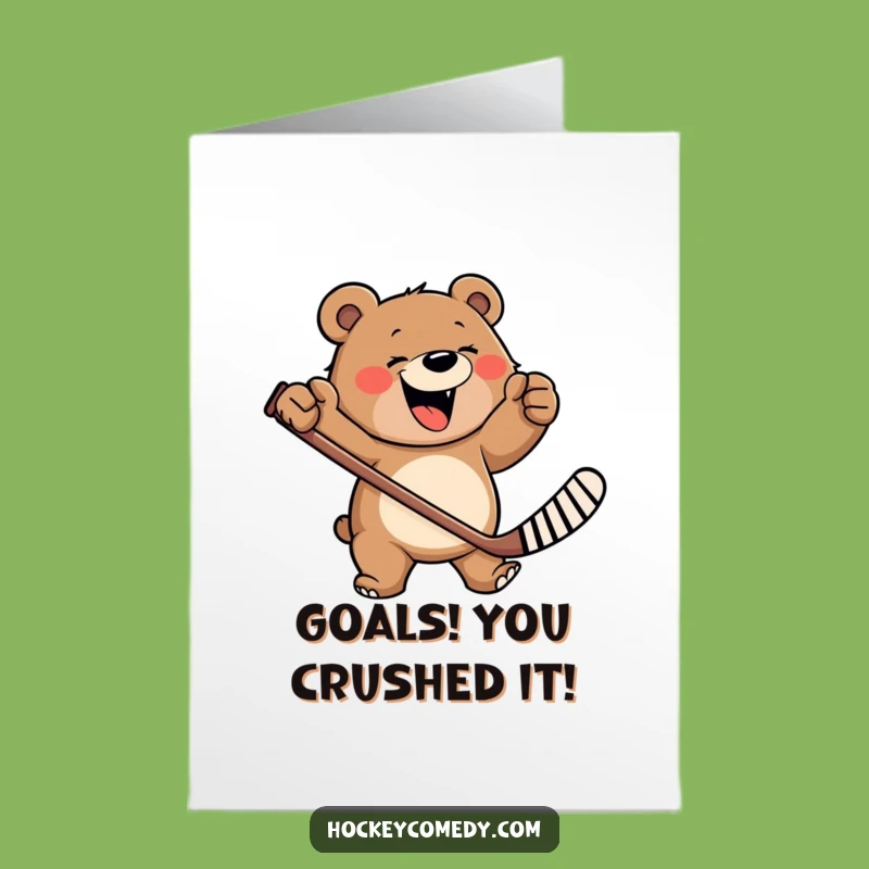 Free Printable Congrats Card: Hockey Bear Scores a Win!