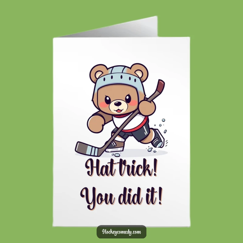 Free Printable Congrats Card: Bear's Hockey Win Move, Downloadable Gift