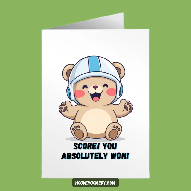 Free Printable Congrats Card: Champion Bear Goal Celebration Funny Downloadable Gift