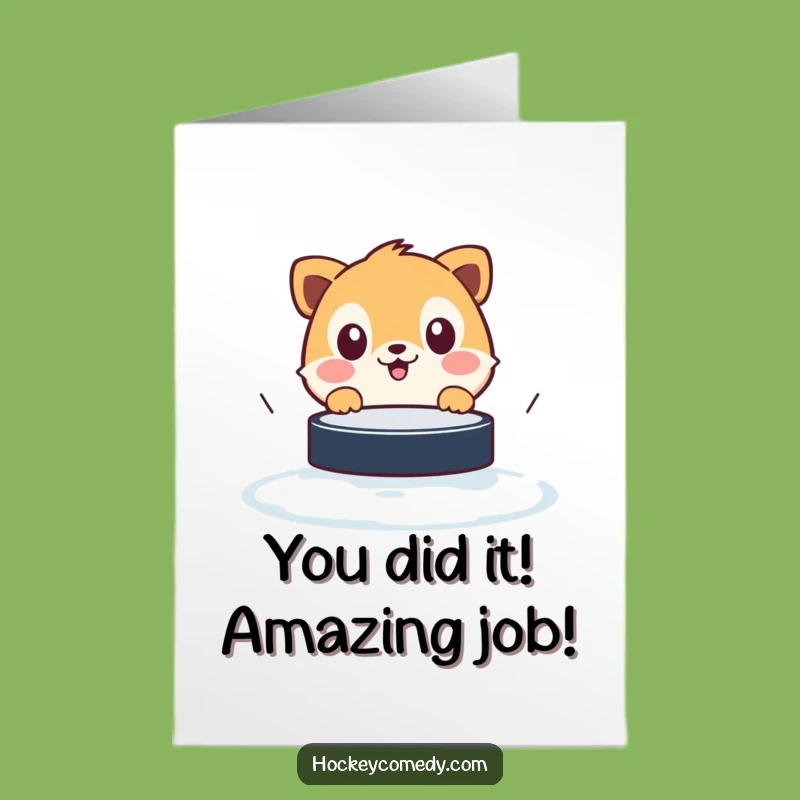 Free Printable Congrats Card: Puck Surprise - Funny Animal Downloadable Gift!