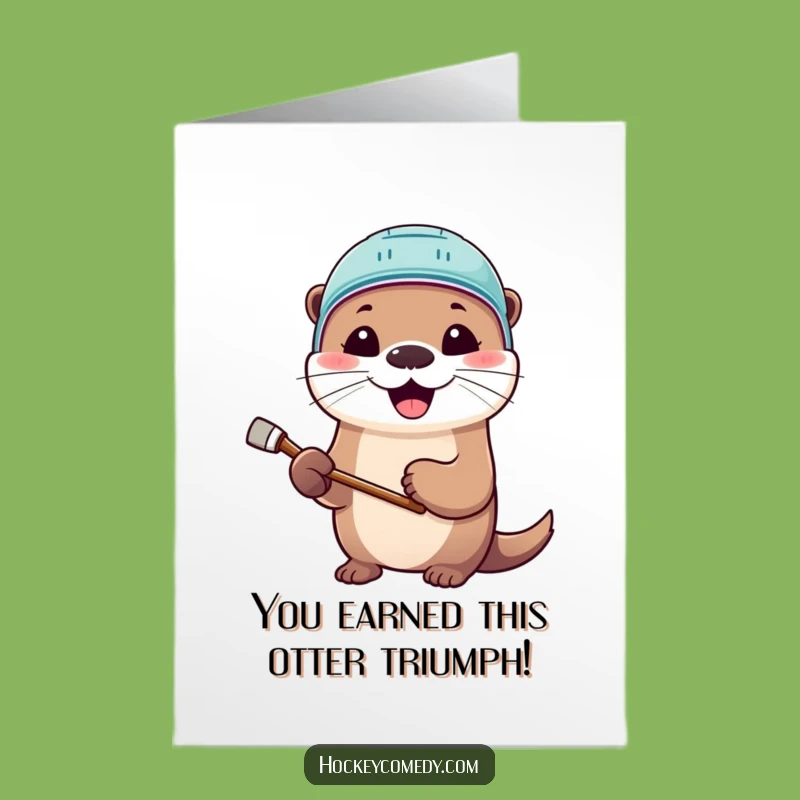 Free Printable Congrats Card: Hockey Otter Victory - Downloadable DIY Gift