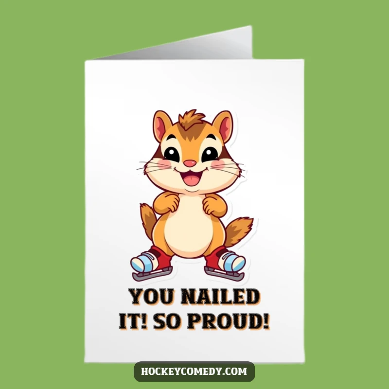Free Printable Congrats Card: Chipmunk Skater Triumph Funny Downloadable Gift