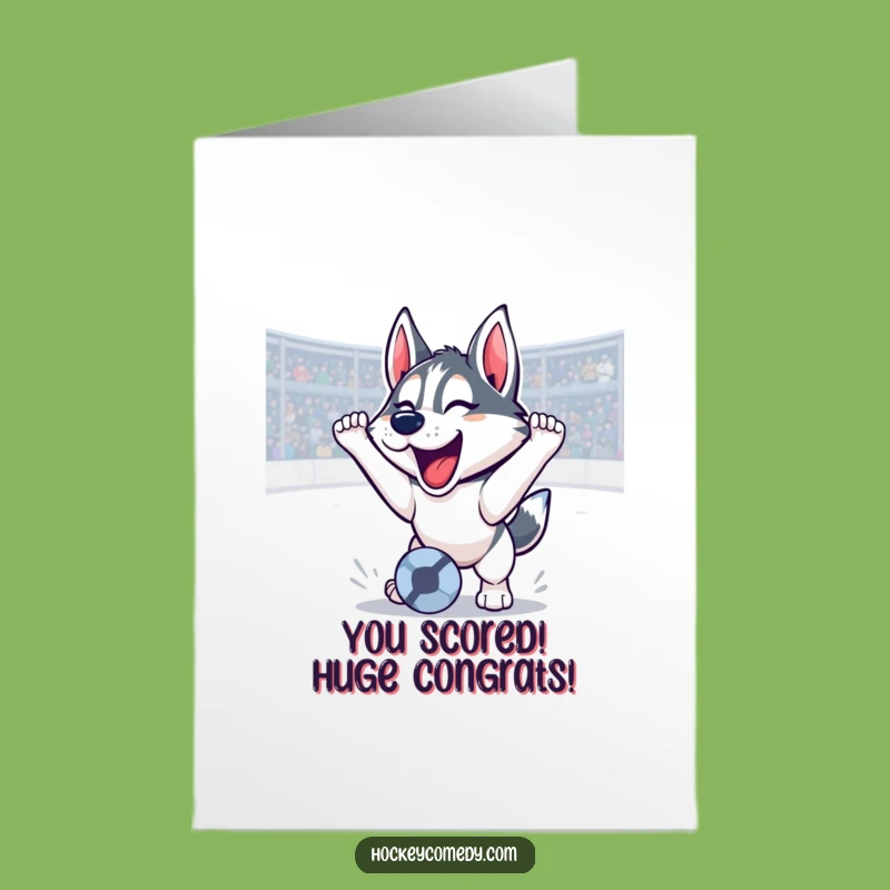 Free Printable Husky Goal Card: Funny Downloadable Congrats Card for Winners