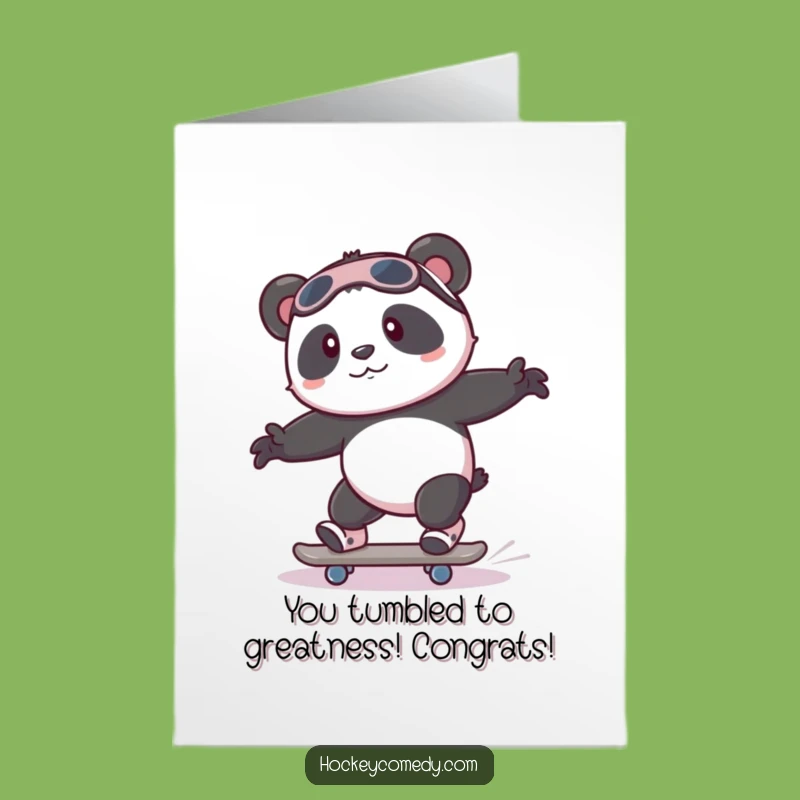 Free Printable Congrats Card: Panda's Wobbly Skate Success - Funny Achievement Downloadable Gift