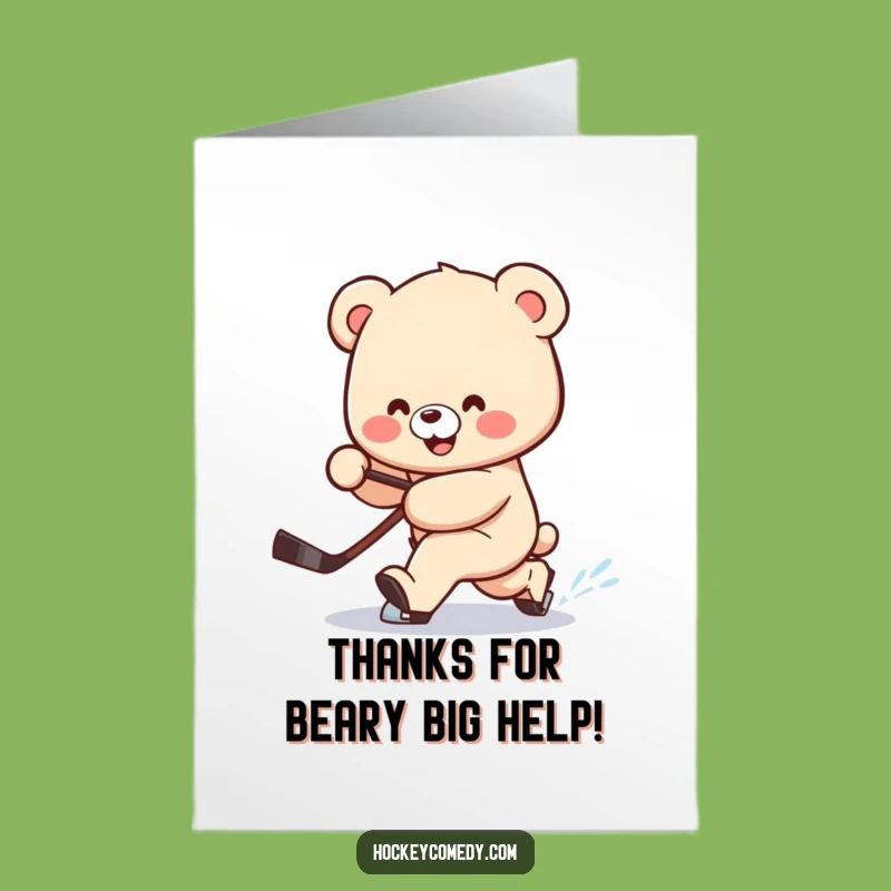 Free Printable Thank You Card: Bear Hockey Thanks - Downloadable DIY Gift