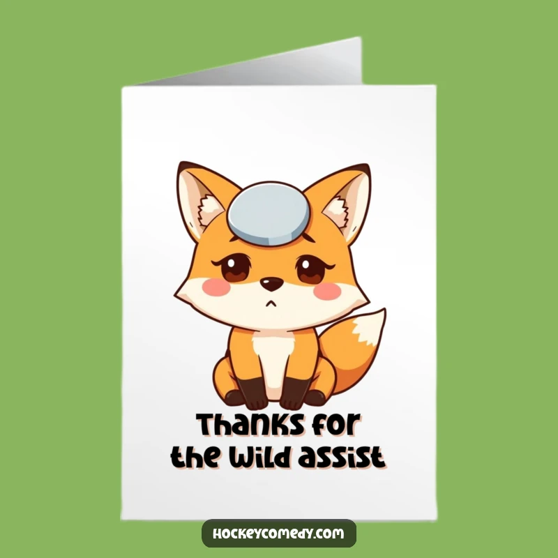 Free Printable Thank You Card: Confused Fox Puck Head Funny Downloadable Gift