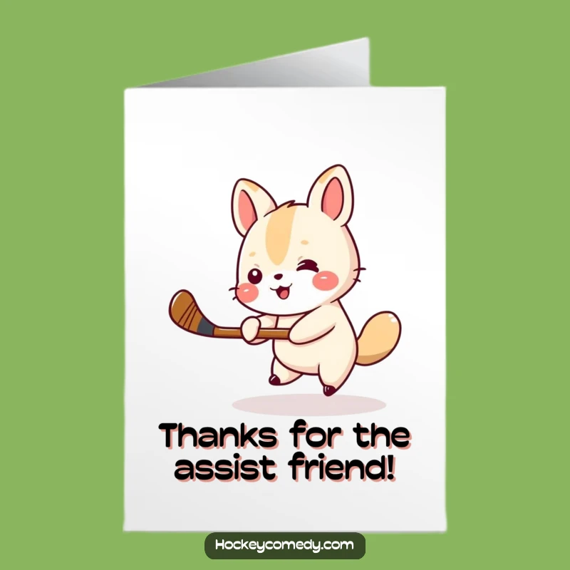 Free Printable Thank You Card: Hockey Animal Funny Downloadable Gift for Thanks