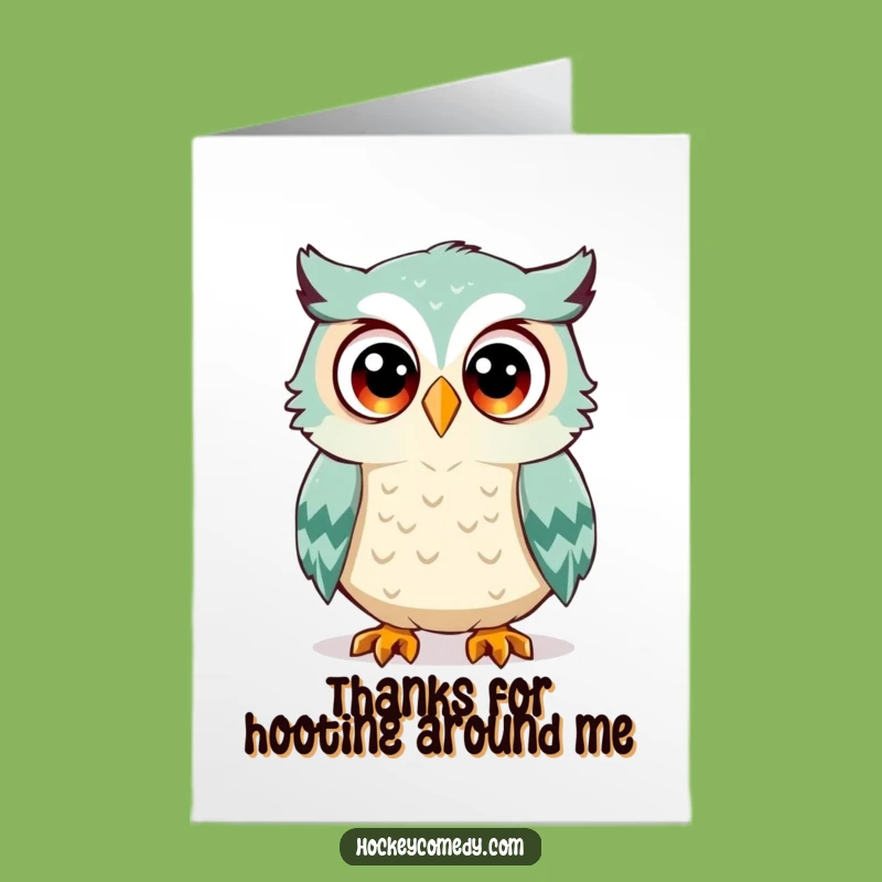 Free Printable Thank You Card: Hockey Owl Near Miss Funny Downloadable Gift