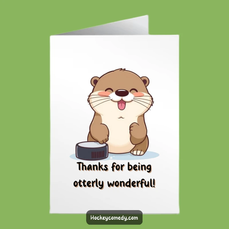 Free Printable Thank You Card: Otter's Nosey Thanks - Funny Hockey Gratitude Downloadable Gift