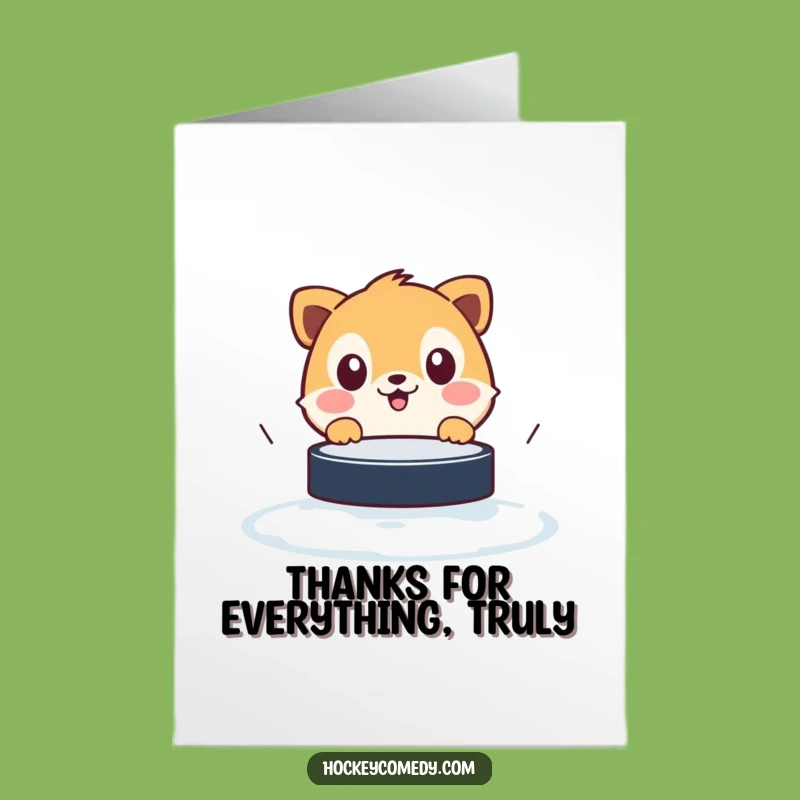 Free Printable Thank You Card: Puck Surprise - Funny Animal Downloadable Gift