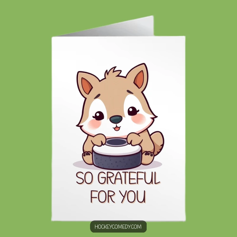Free Printable Thank You Card: Playful Puck Nudge - Funny Animal Downloadable Gift