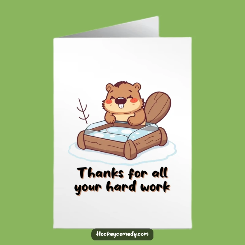 Free Printable Thank You Card: Beaver Hockey Lodge Funny Downloadable Gift