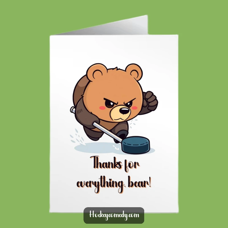 Free Printable Hockey Bear Thank You Card - Energetic Downloadable Gift of Gratitude