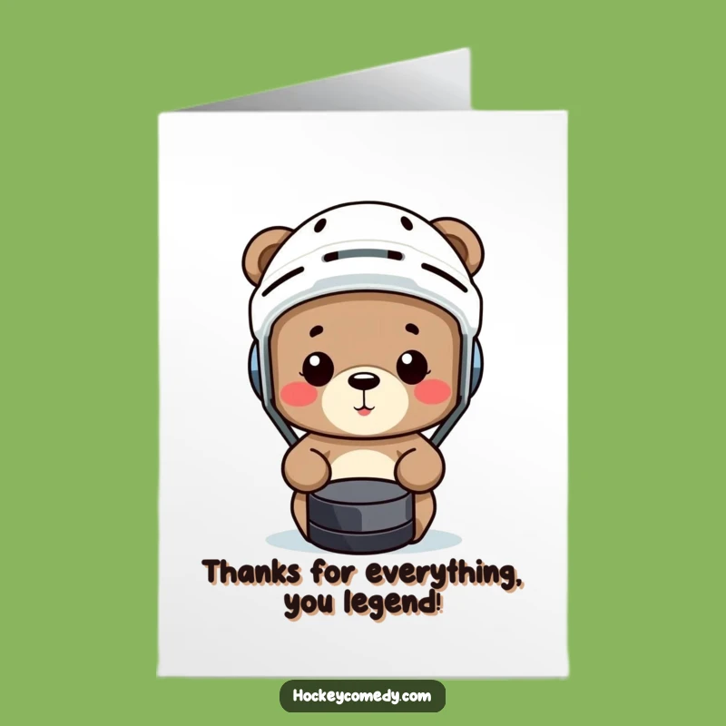 Free Printable Thank You Card: Bear's Hockey Fail - Funny Sports Gratitude Downloadable Gift