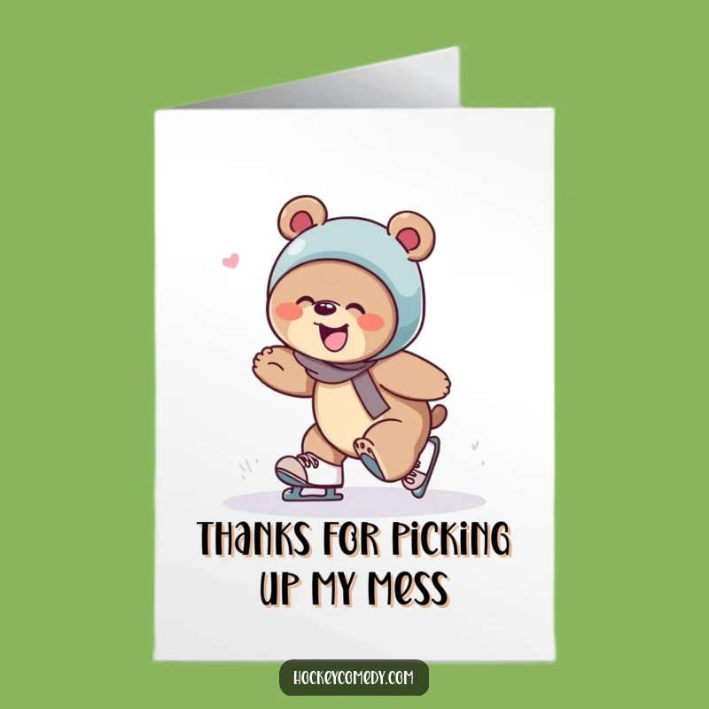 Free Printable Giggling Bear Skater Thank You Card - Funny Downloadable DIY Gift