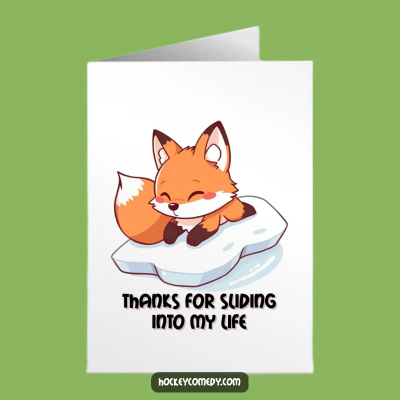 Free Printable Thank You Card: Fox's Smooth Slide - Funny Gratitude Downloadable Gift