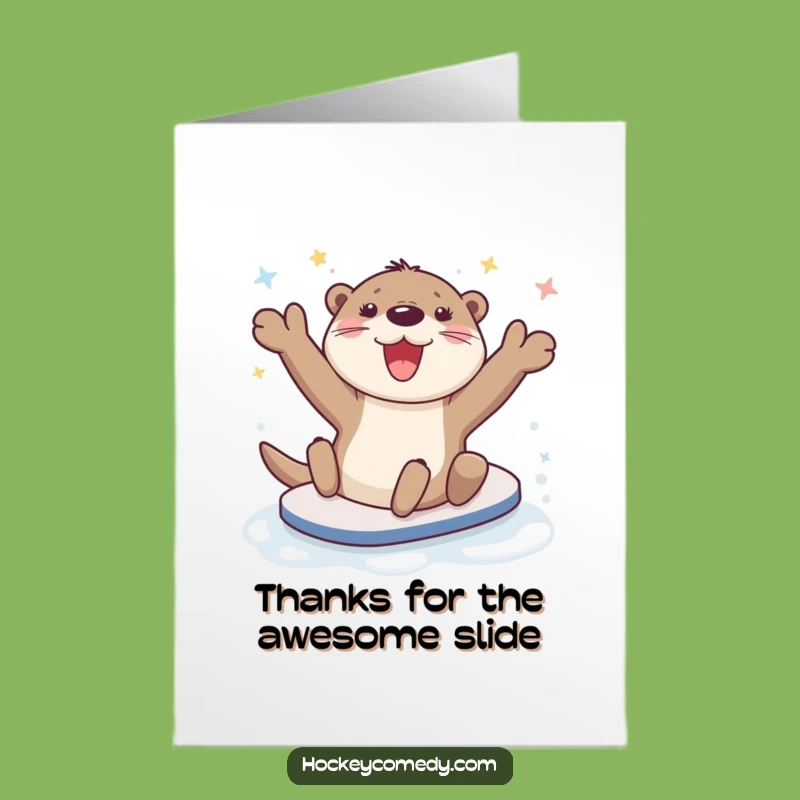 Free Printable Thank You Card: Grateful Otter's Ice Slide, Downloadable Gift