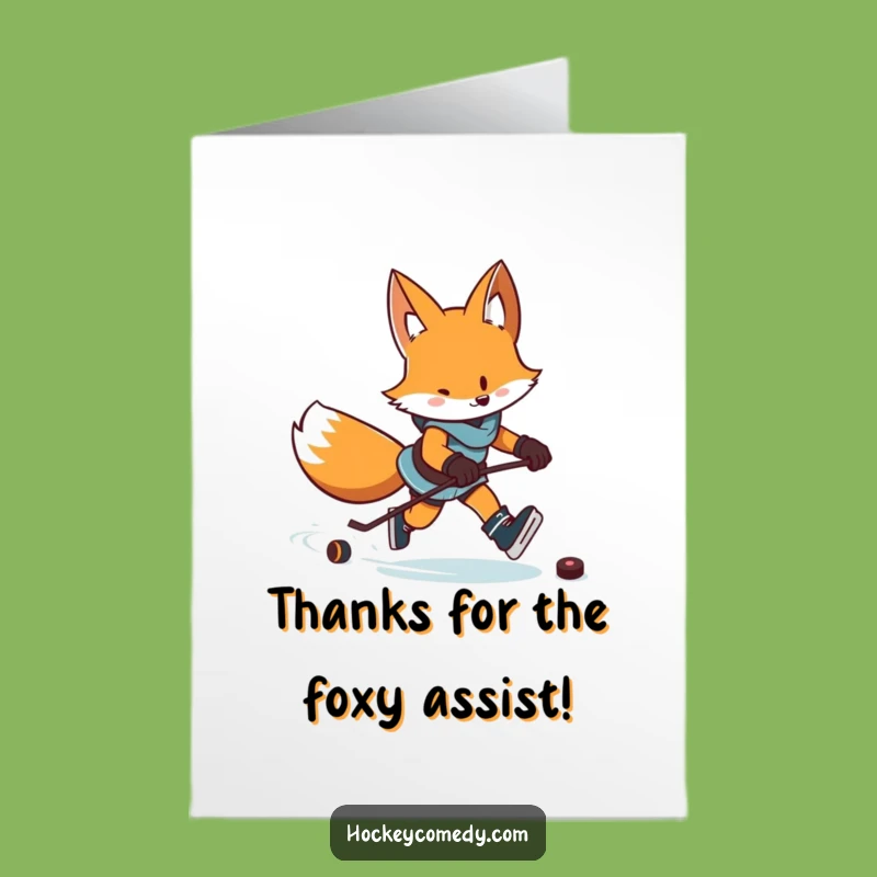 Free Printable Thank You Card: Fox Hockey Thanks - Downloadable DIY Gift