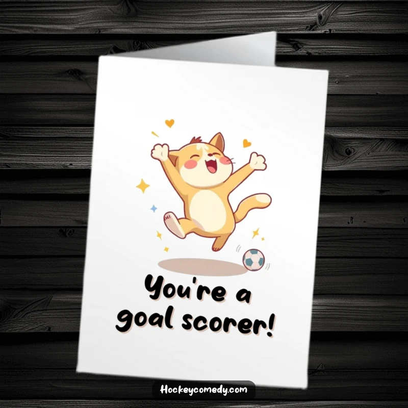Funny Free Printable Thank You Card: Energetic animal celebrating a goal, leaping with joy, expressing thanks.