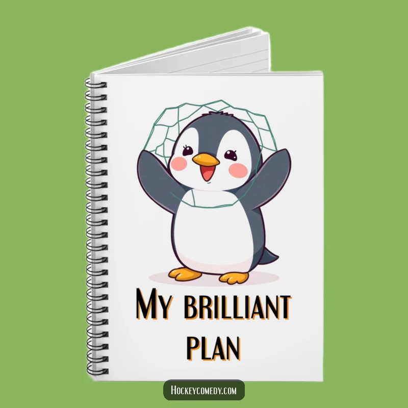 Funny Penguin Hockey Notebook: Enthusiastic Goalie Journal for Notes