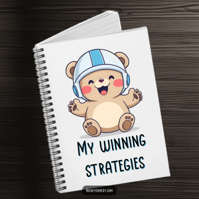 Funny Bear Goal Notebook with a happy bear celebrating a goal, perfect for jotting down strategies and notes.
