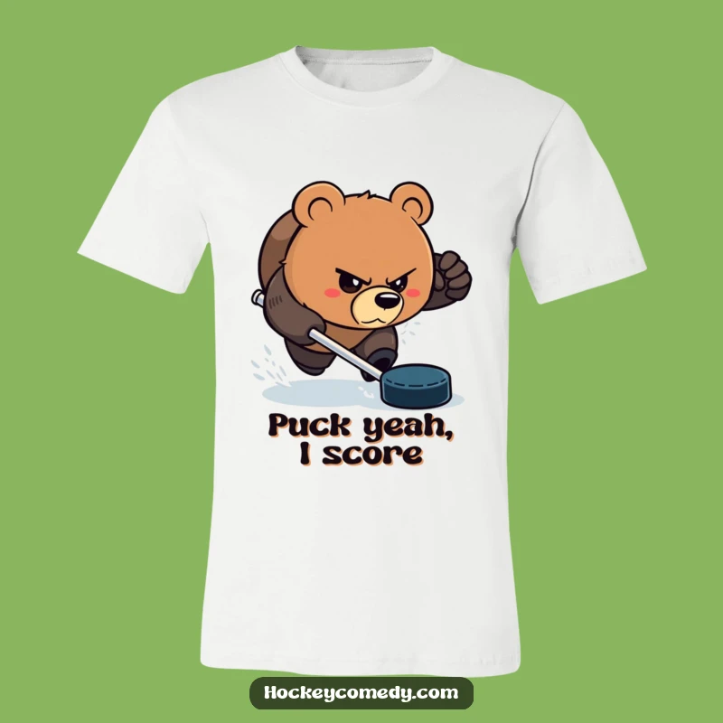 Funny Bear Hockey T-Shirt - Aggressive Puck Chaser Tee for Sports Fans