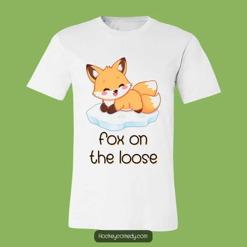 Funny Fox Belly Slide T-Shirt: Joyful Arctic Animal Tee, Perfect Funny Gift